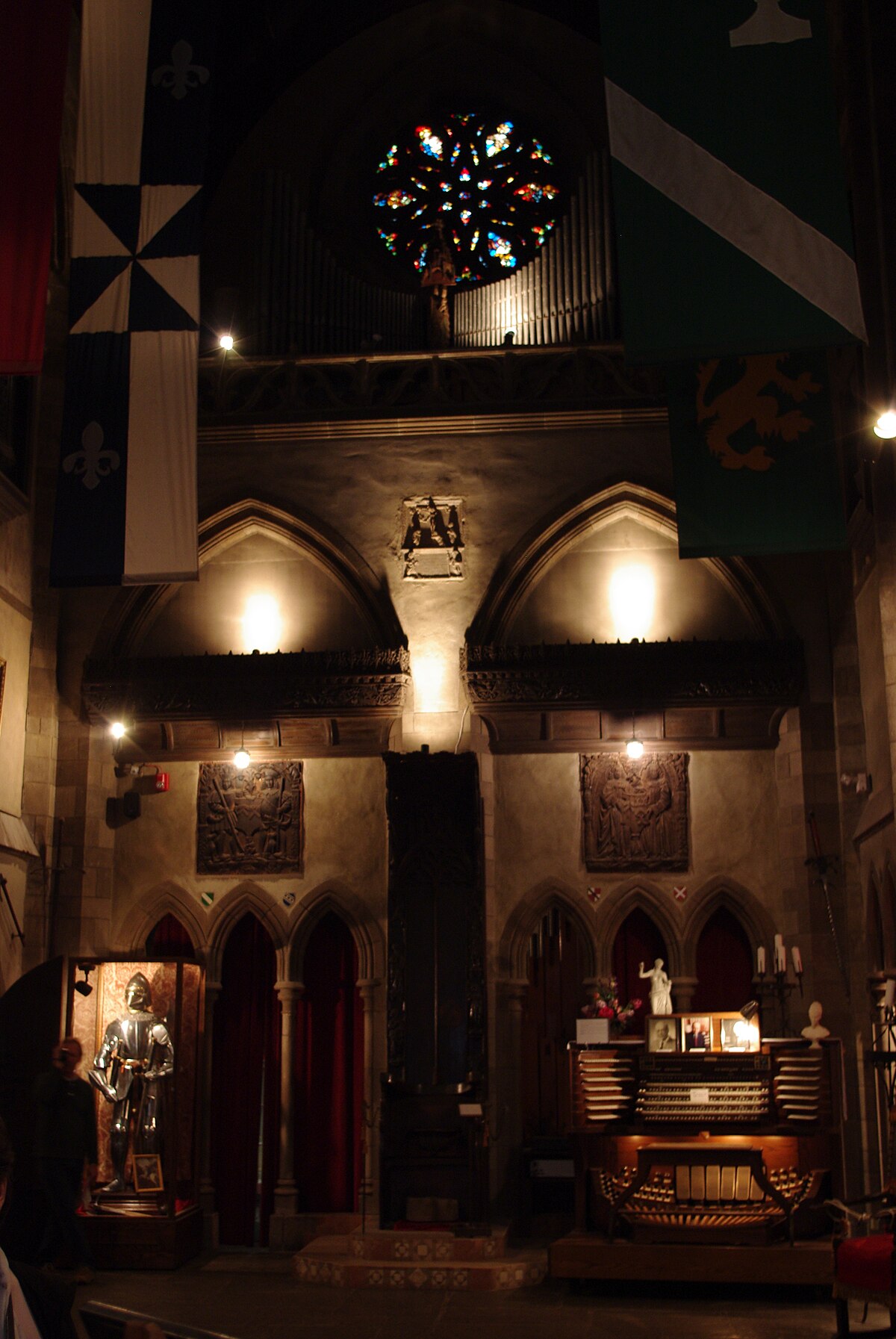 Hammond Castle Great Hall interior with pipe organ